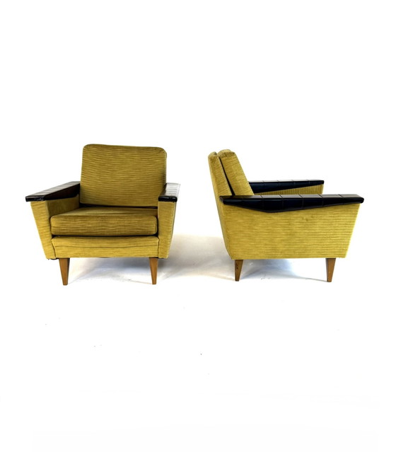 Image 1 of Set di 2 poltrone vintage in velluto, anni '60