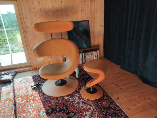 Variér design swivel chair + ottoman to be upholstered