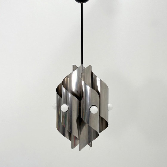 Image 1 of Spiralförmiger, verchromter Kronleuchter im Weltraum-Stil, 1970er Jahre