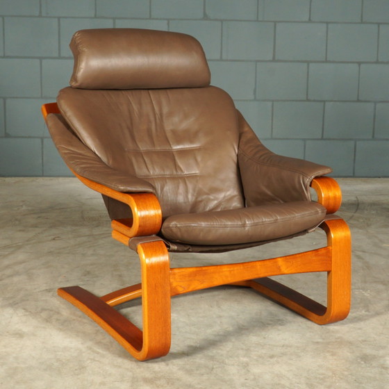Image 1 of Deense “Apollo” fauteuil met hocker – Svend Skipper – jaren 70