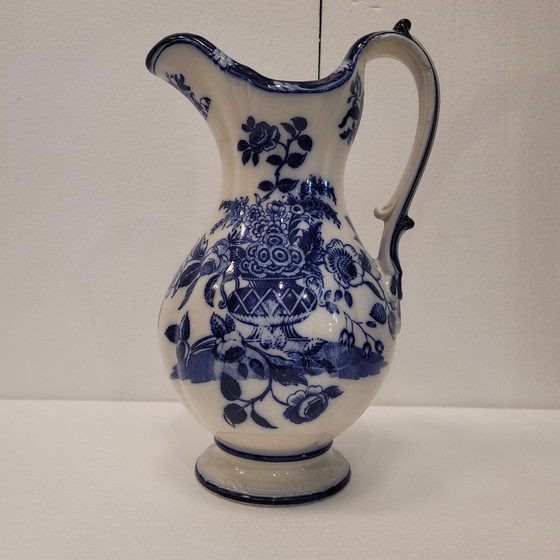 Image 1 of Juego De Baño: Aguamanil Y Jabonera “Pomeroy Blue”, Porcelana Royal Doulton, S. Xx