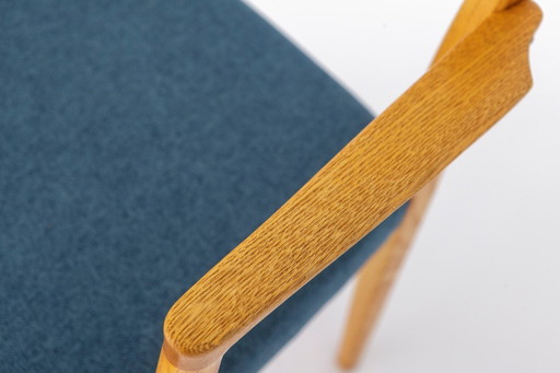 Vintage German Armchair 1960s, Mid Century Beechwood Chair with Blue Upholstery, Scandinavian Style Dining Chair, Single Chair