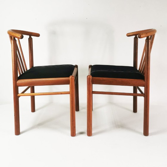Set of 6 teak chairs, Mid-Century, Denmark, 1970s. – Dining chairs, Textile, Wood (photo 13 of 18)