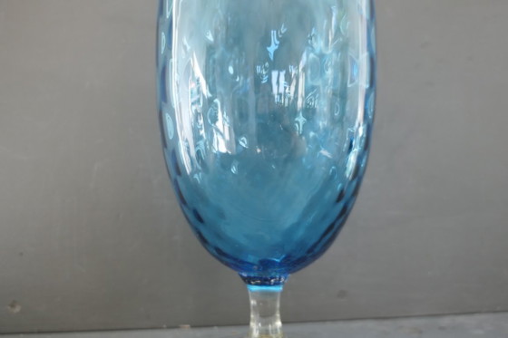 Vintage Empoli Optically Blown Glass Vase Turquoise (photo 3 of 10)