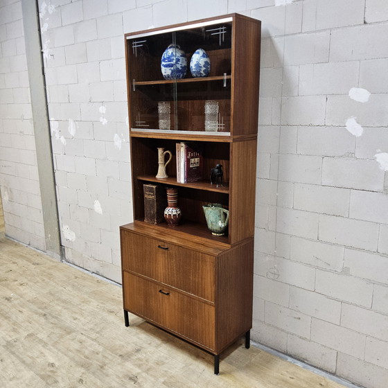 Image 1 of Librería/mueble bar de teca estilo años 60 (vitrina expositora), mueble de 3 piezas de mediados de siglo.