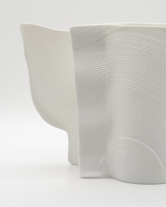 Image 1 of Art Vase Duo Rosenthal Studio Line Design Johan van Loon Fine Porcelain 80s 18cm