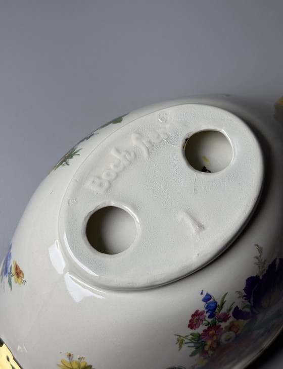 Image 1 of Boch Frères Keramis Art Deco Kom – Decor “Bouquet de Saxe”, België, jaren 30