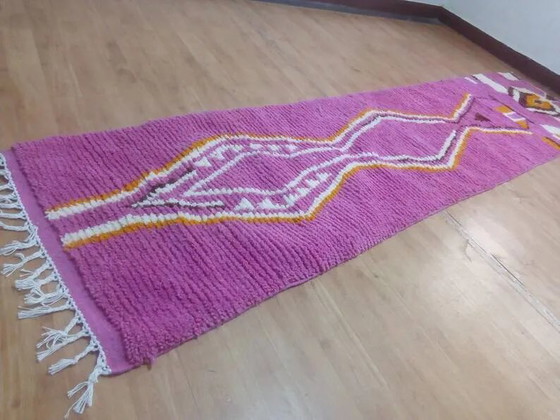 Alfombra de lana rosa - alfombra bereber tejida a mano de Marruecos - 315 x 73 cm – Wool, Cotton, Modern (photo 5 of 8)