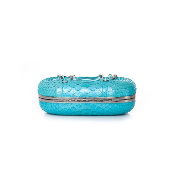 Image 1 of Maison Du Posh, Box-Clutch aus metallisch beschichtetem Pythonleder