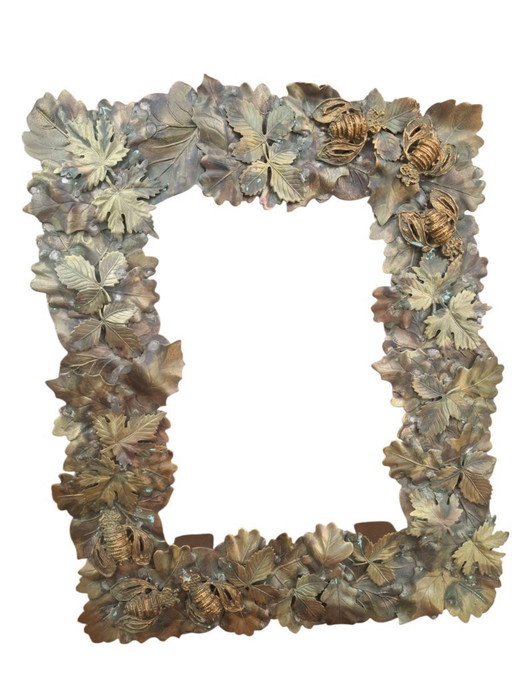Cadre photo en métal fait main avec feuillage et feuilles