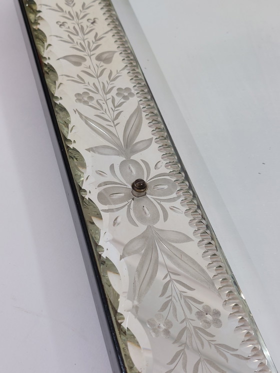 Image 1 of Antique handmade Venetian wall mirror, Murano glass, cut and engraved