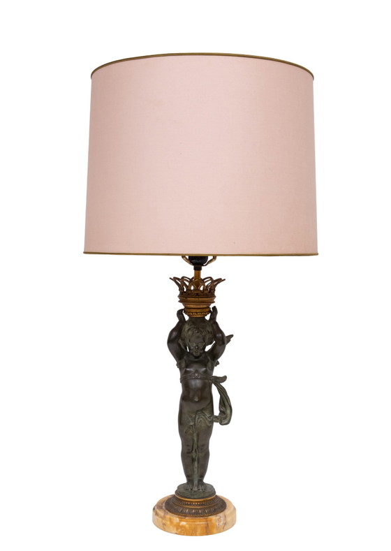 Stunning Empire Bronze Cherub Table lamp 1890s France – Marble (photo 7 of 19)