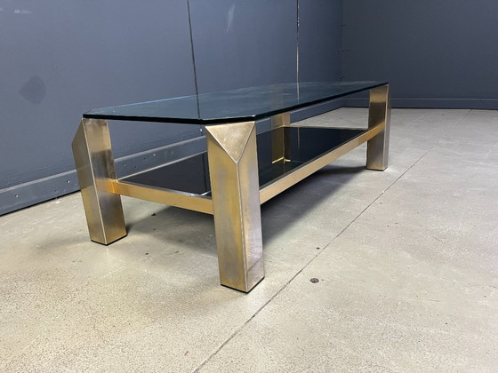 Image 1 of Table basse vintage plaquée or 23 carats de Belgochrom, années 1970