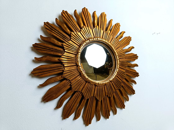 Image 1 of Vintage Golden Sunburst Mirror, 1960s