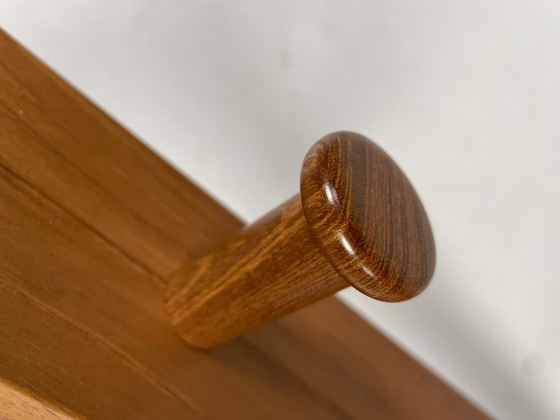 Image 1 of Vintage Teak Wall Coat Rack With Hangers, Aksel Kjersgaard For Odder Mobler, Denmark 1960'S