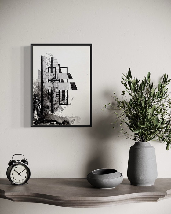 Image 1 of Eugène Eechaut (1928-2019) - Ink Composition, Female Form. 1981