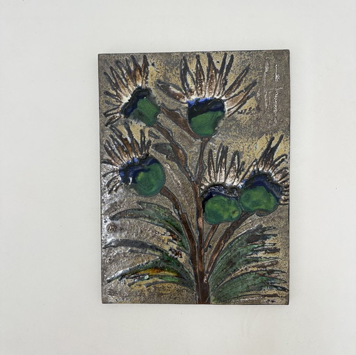 Plaque murale en céramique "chardon" de Ruscha Handarbeit , 1970 Allemagne
