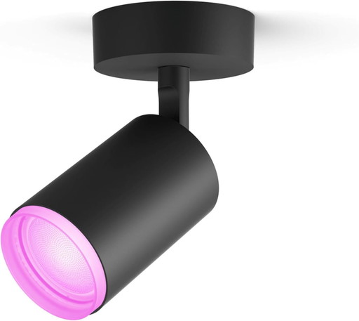 Philips Hue White & Color Ambiance Fugato Spot 1 flg. noir 1x350lm, 16 millions de couleurs, contrôlable via app, compatible ave