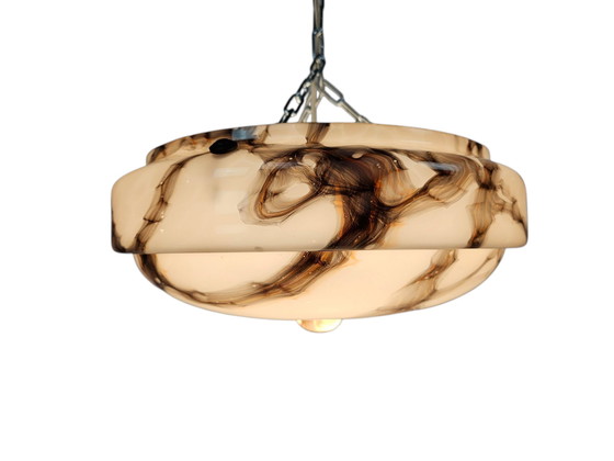 Image 1 of Lampada a ciotola in vetro marmorizzato Art Déco - secondo quarto del XX secolo