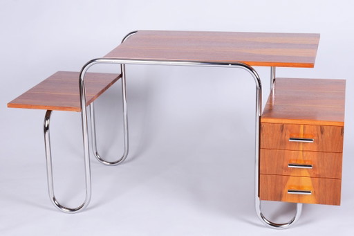 Gerestaureerde Bauhaus Sofa, van Hynek Gottwald, Chroom, Nieuwe Bekleding, Tsjechisch, jaren 30