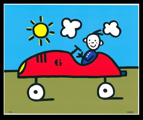 Image 1 of Basdera, Franz - L'auto rossa - Giclée su Hahnemühle - firmata a mano