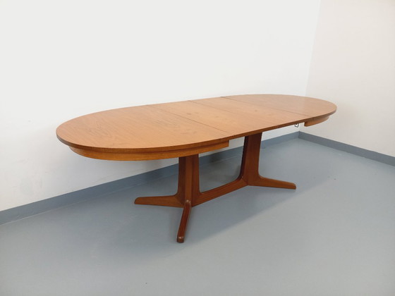Image 1 of Vintage Baumann oval teak dining table from the 1960s/70s with extensions