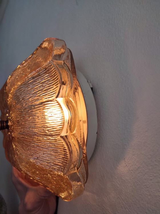 Image 1 of Lampe de plafond Vintage Lampe de plafond Lampe murale 60s Sixties Verre Ambre