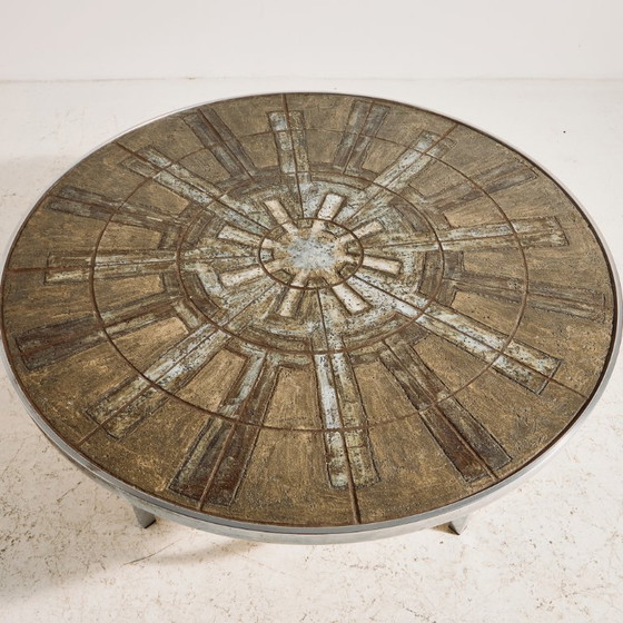 Image 1 of MK11840 Steel coffee table with stone top by Edel Hegedal for L. Hjorth