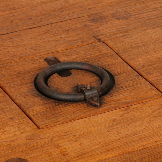 Image 1 of Round coffee table in solid oak and wrought iron, 1950
