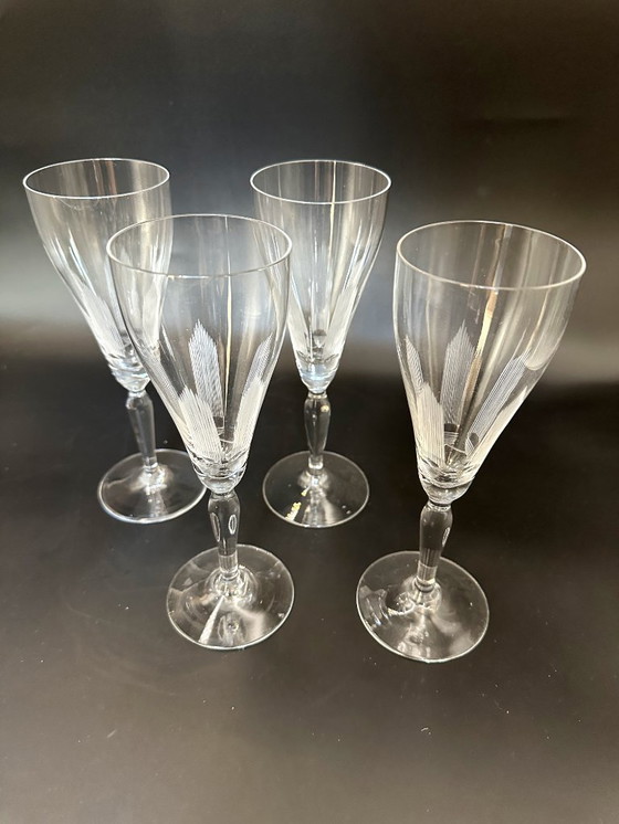 Image 1 of 4 x 1960s champagne glasses, etched design