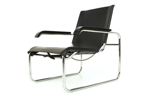 Image 1 of 1A Restored, Early Edition Marcel Breuer B35 / S35L Lounge Chair / Cantilever Chair for Thonet, Leather and Chrome, 1 of 2