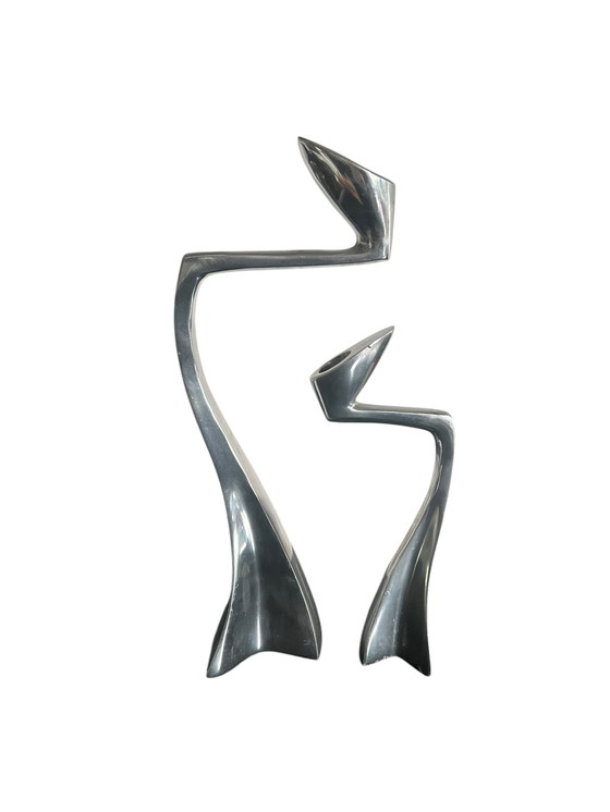 Image 1 of Set van twee Arclumis Swan kandelaars Matthew Hilton Londen aluminio