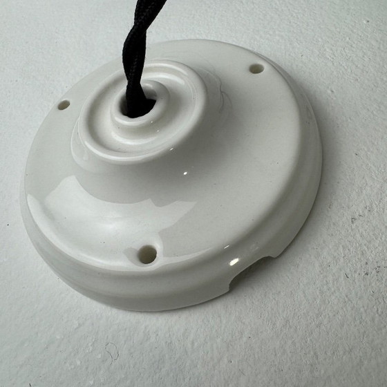 Image 1 of Vintage 30cm Opaline Glass Pendant Light