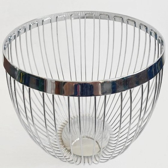 Image 1 of Cestino portafrutta in filo metallico cromato vintage anni '80