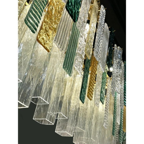 Image 1 of Large Italian Murano Glass “Listelli” Chandelier with Rectangular Strip Design – Simoeng