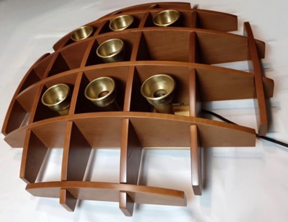 Iconica Wood Flush Mount Lamp with Angelo Brotto for Esperia – Wall lights, Brass (photo 14 of 30)