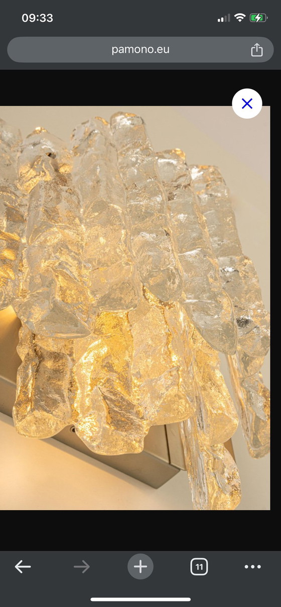 Image 1 of Grandes apliques de pared de Murano de Kalmar, Austria, década de 1960, juego de 2