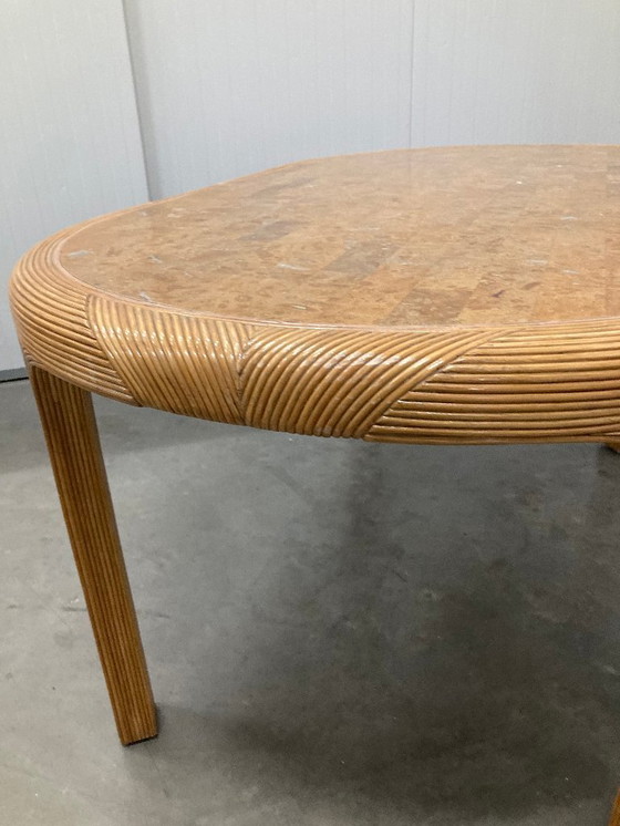 Image 1 of Table à manger Vivai del Sud en rotin et travertin Italie années 1960 