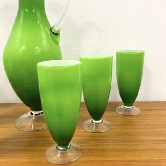 Image 1 of Retro kan & 6 glazen set, Murano, jaren 60