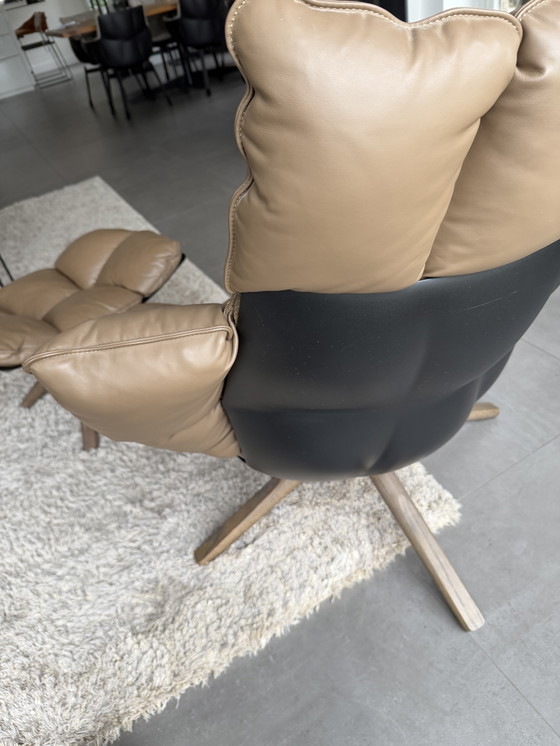 Image 1 of B&B Italia Husk Leather Swivel Armchair with Ottoman