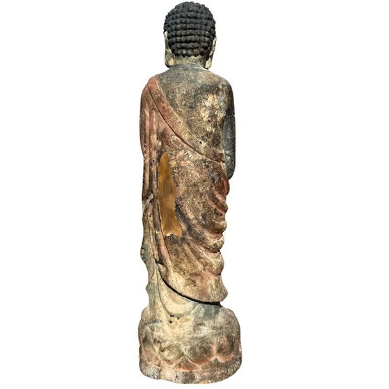 Antique Wooden Guanyin Statue from China – Large Polychrome Temple Sculpture (photo 8 of 13)