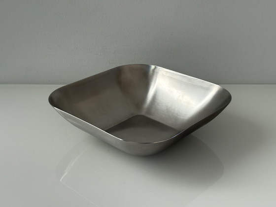 Image 1 of Serveerschaal van geborsteld RVS met afgeronde hoeken