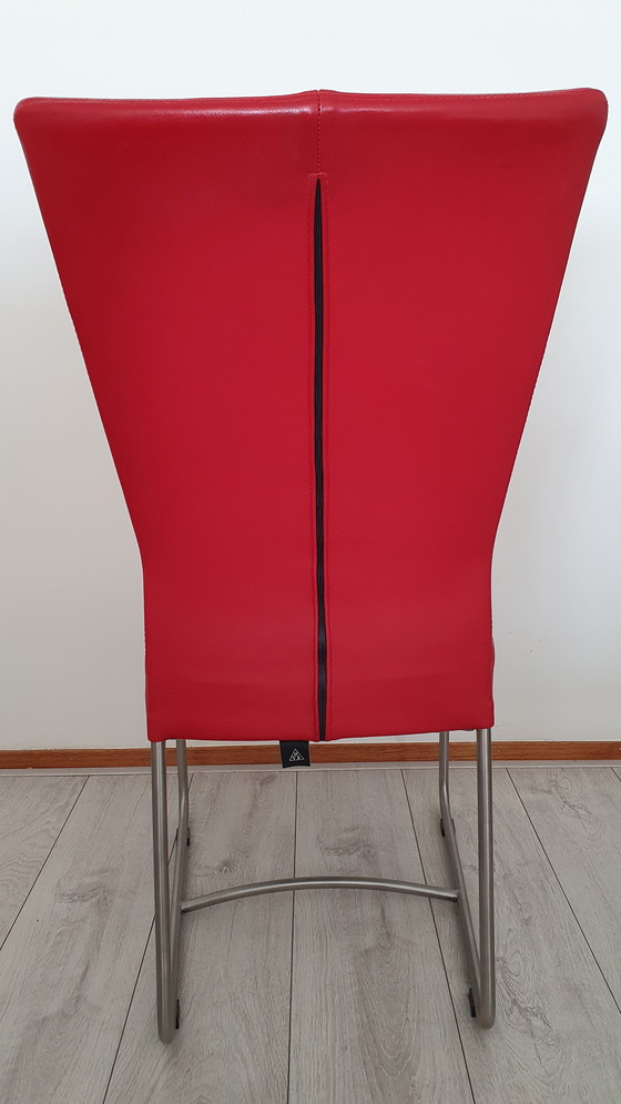 Image 1 of 4 sedie da pranzo in pelle rossa HVS