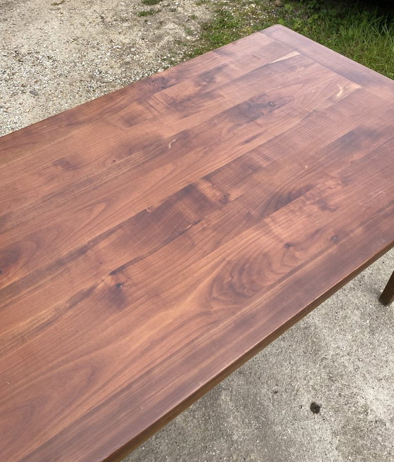 Image 1 of Eettafel in boerderijstijl van massief hout met 1 lade, circa 1930, 209x80 cm