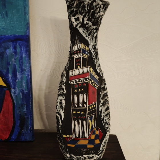 Image 1 of Vintage San Marino Brutalist Lava Ceramic Vase Set – Mid Century Italian Pottery
