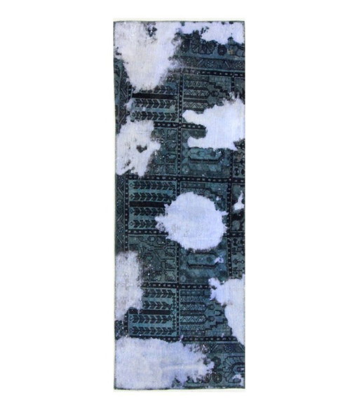 Oriental Hand-Knotted Vintage Art Classic & Relief Design 191 x 68 cm Blue, Black Color