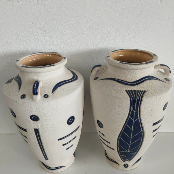 Image 1 of Unieke set aardewerk kruiken vazen (griekse stijl)