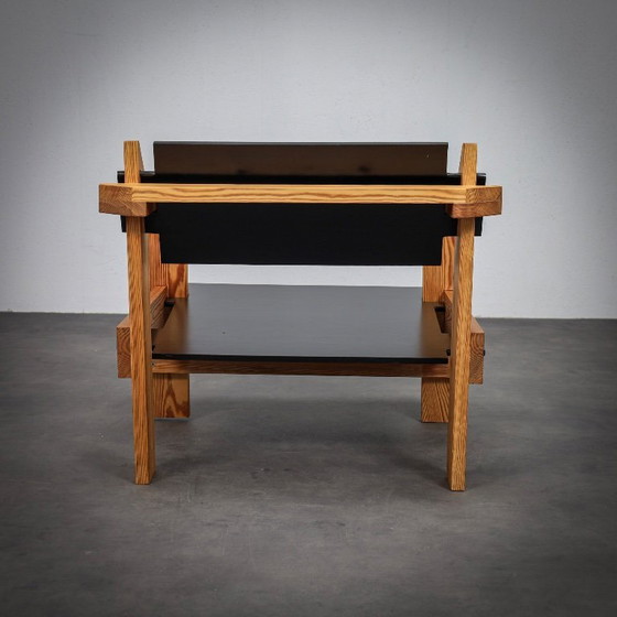 Image 1 of Rarissima coppia di poltrone lounge olandesi in legno massello di pino, di Wouter Fens, anni '60.