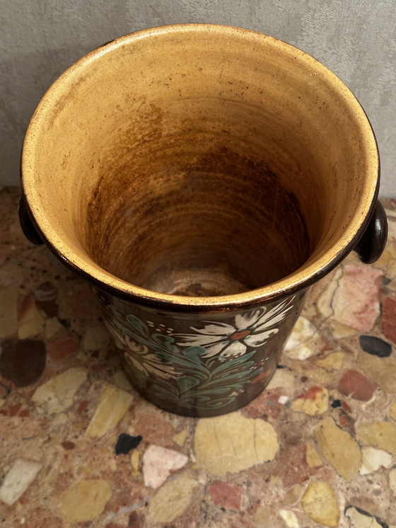 Image 1 of Seau à Vin Blanc ancien en terre cuite H 25 cm