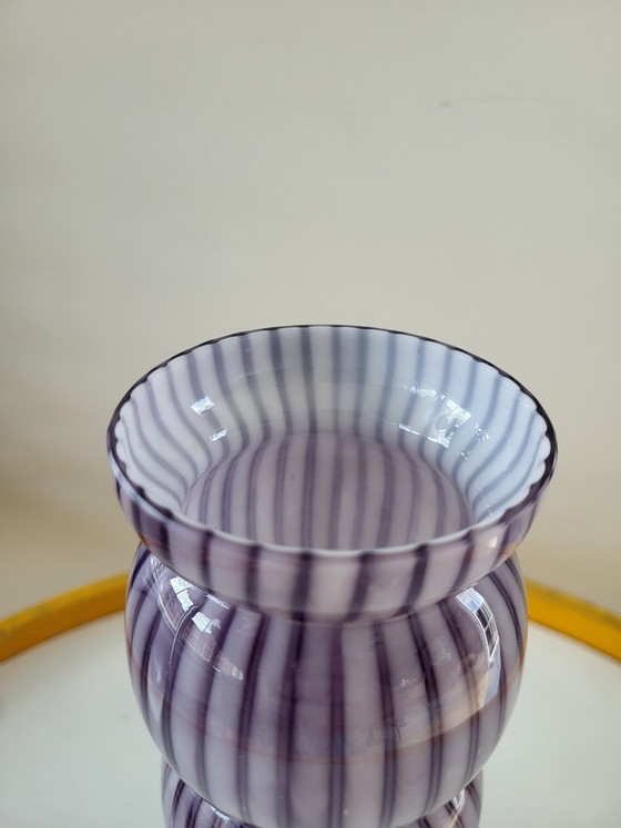 Image 1 of Art Deco vase, stripes and spatter design, Franz Welz, Czech Republic, 1930/1940